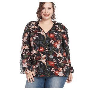 Jessica Simpson Keilani Top In Bird Print